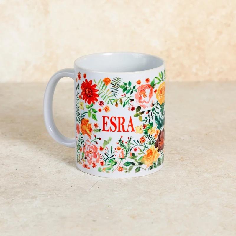 Çiçekli İsme Özel Kupa