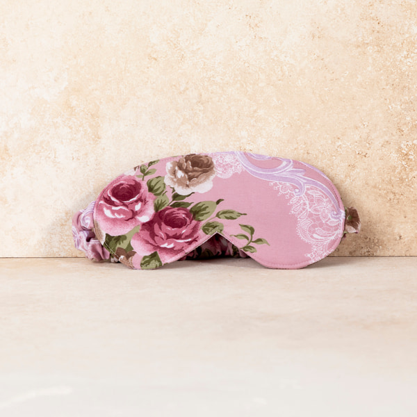 Pembe Çiçekler Uyku Göz Bandı