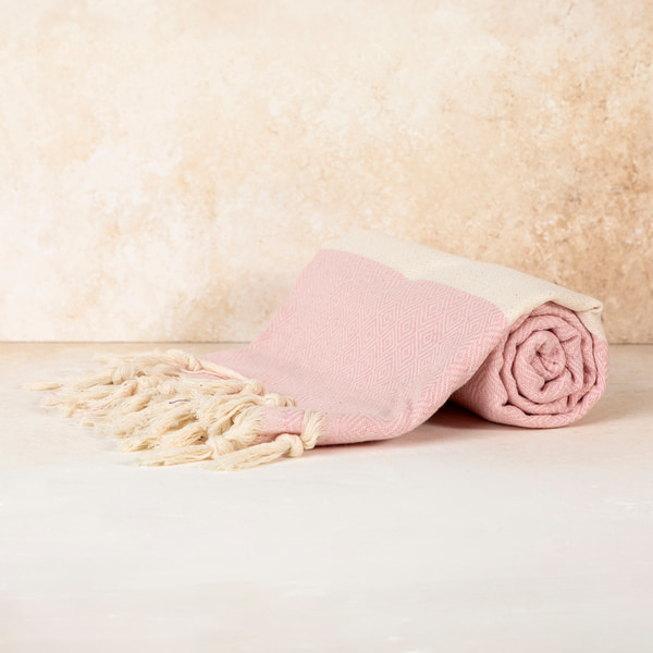 Pembe Elmas Desenli Premium Peştemal