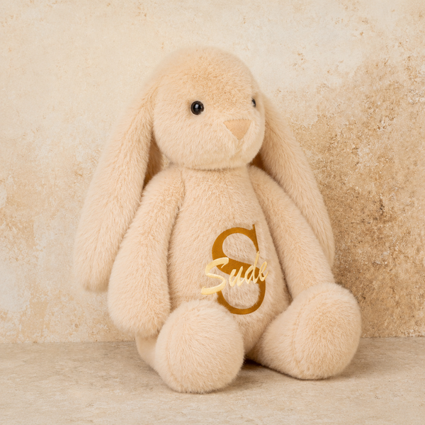 Bej Monogram Peluş Tavşan - Kişiselleştirilebilir Ürün