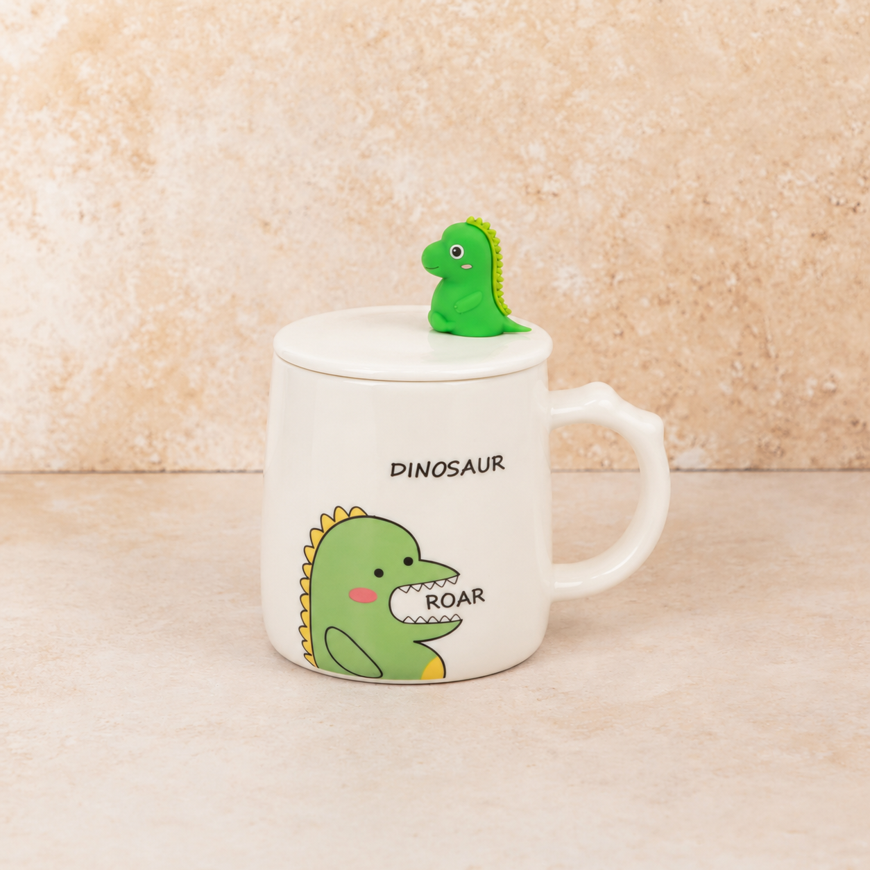 3D Dinazor Temalı Kaşıklı Kupa - Yeşil