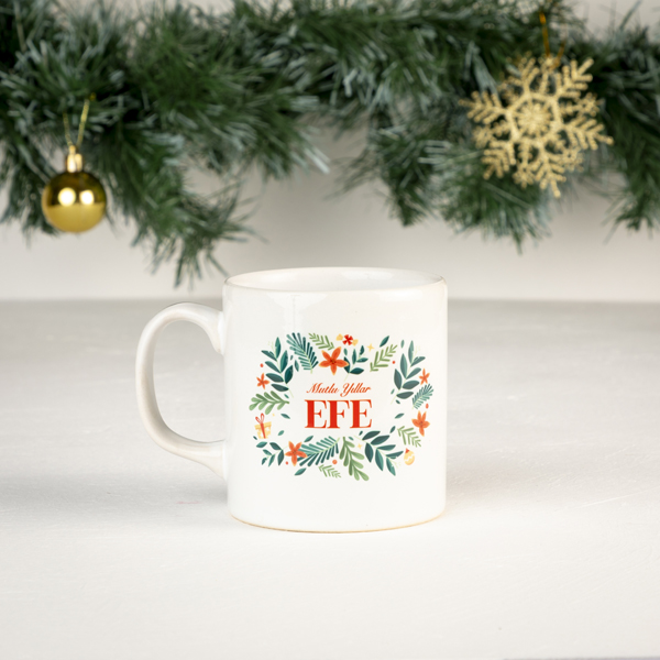 Harfli / İsimli Çelenk Yılbaşı Kupası 🎄✨