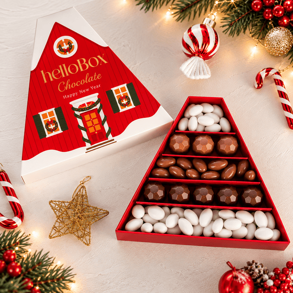 HelloChocolate Üçgen Yılbaşı Çikolata Kutusu - Kırmızı