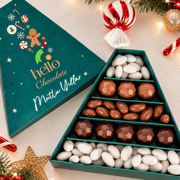 HelloChocolate Üçgen Yılbaşı Çikolata Kutusu - Yeşil
